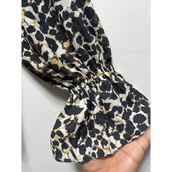 Sanctuary Leopard Abstract Top Puff Sleeves Boho Chic Size S - Picture 9 of 12